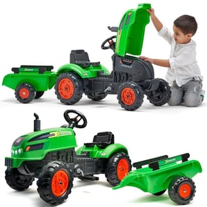 Traktorek X Tractor Zielony z Przyczepką Klakson od 2 Lat FALK
