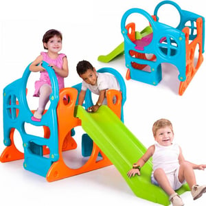 Duży Plac Zabaw Activity Center Zjeżdżalnia 100 cm Ścianka Wspinaczkowa Kształty FEBER