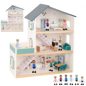 Duży Drewniany Domek dla Lalek + Figurki FSC TOOKY TOY