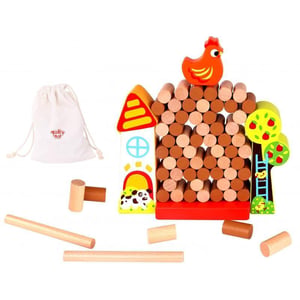 Gra Jenga Spadająca Kura Drewniana Farma TOOKY TOY