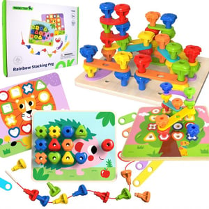 Wielofunkcyjna Tablica Zestaw Kolorowych Śrubek Nauka Kształtów TOOKY TOY