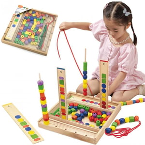 Drewniana Gra Edukacyjna Logiczne Koraliki 104 Elementy Montessori VIGA