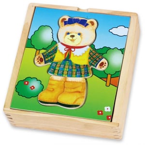 Drewniana Układanka Logiczna Puzzle Ubierz Misia Dziewczynkę VIGA