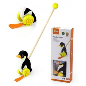 Drewniany Pchacz Pingwin Zabawka na Kiju do Pchania VIGA Toys