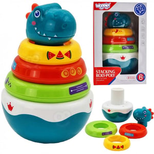 Zabawka Sensoryczna Dino Układanka Piramidka dla Niemowląt WOOPIE BABY