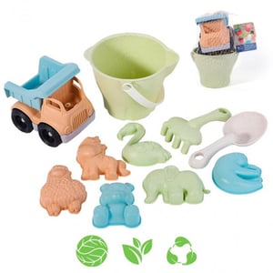 Zestaw do Piasku w Wiaderku z Samochodem 11 el. Biodegradowalny Organiczny Materiał WOOPIE GREEN