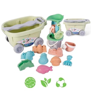 Zestaw do Piasku z Wózkiem 13 el. Biodegradowalny Organiczny Materiał WOOPIE GREEN