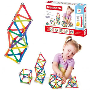 Klocki Magnetyczne Konstrukcyjne Układanka Kreatywna 70 el. WOOPIE