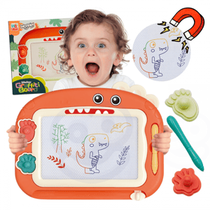 Znikopis Tablica Magnetyczna Kolorowa + 2 Stempelki Dinozaur Pomarańczowy WOOPIE