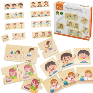 Drewniana Układanka Puzzle Dopasuj Czynności Dzieci VIGA