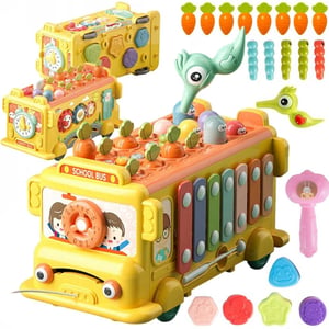 Interaktywny Autobus Montessori Edukacyjny 6w1 Młoteczek Cymbałki WOOPIE BABY