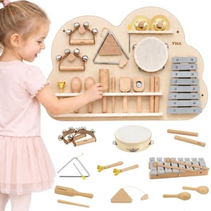 Drewniana Tablica Muzyczna Zestaw 12 Instrumentów Perkusyjnych VIGA