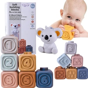 Zestaw Edukacyjna Piramidka Klocki Sensoryczne 2w1 Gryzak Cyferki WOOPIE BABY