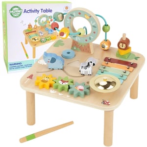 Drewniany Stolik Edukacyjny Muzyczny Labirynt Sensoryczny 5w1 WOOPIE GREEN
