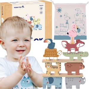 Drewniane Klocki Układanka Zwierzątka Montessori 9 el. TOOKY TOY