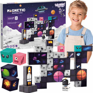 Magnetyczne Kostki Konstrukcyjne Kosmos 74 el. WOOPIE