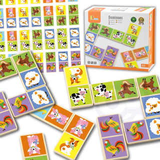 Drewniana Gra Domino Farma 28 el. Montessori VIGA Toys