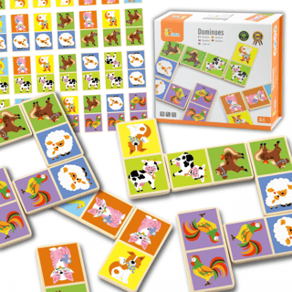Drewniana Gra Domino Farma 28 el. Montessori VIGA Toys