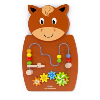 Drewniana Gra z Przeplatanką i Kołami Zębatymi Koń Montessori VIGA Toys