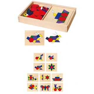 Drewniana Mozaika Geometryczna Klocki Dienesa Układanka Logiczna 148 el. Montessori VIGA Toys