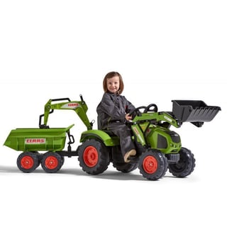 Traktor CLAAS na Pedały z Przyczepą, Łyżką i Spychaczem od 3 Lat FALK