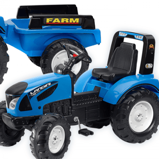 Traktor Landini Niebieski na Pedały z Przyczepką od 3 Lat FALK