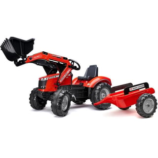 Traktor Massey Ferguson Czerwony na Pedały z Przyczepką od 3 Lat 195 x 58 x 68 cm FALK