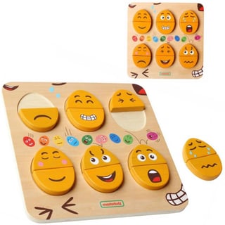 Tablica do Nauki Emocji Drewniane Jajka jaki Humor? Montessori MASTERKIDZ