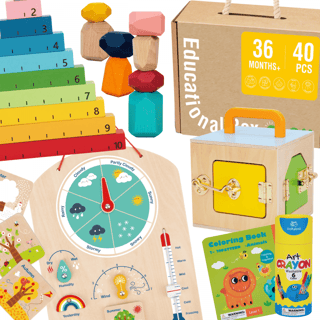 Edukacyjne Pudełko Montessori Układanka Liczydło Tablica Pogody 6w1 od 3 Lat TOOKY TOY
