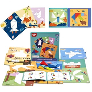 Puzzle Tangram Układanka dla Dzieci Nauka Kształtów Figury Kształty 18el. TOOKY TOY