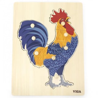 Drewniane Puzzle Montessori Kogut z Pinezkami VIGA