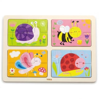 Drewniane Puzzle Owady 4w1 VIGA