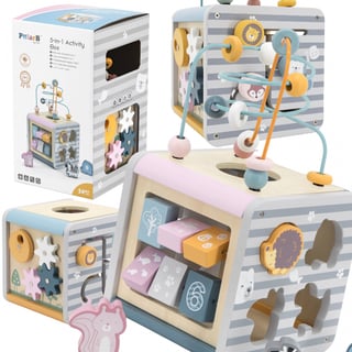 Activity Box Drewniane Edukacyjne Centrum Gier 5w1 Kostka Viga PolarB