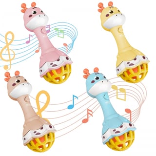 Grzechotka Żyrafka Sensoryczna Gryzak z Muzyką Montessori WOOPIE BABY