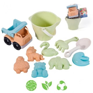 Zestaw do Piasku w Wiaderku z Samochodem 11 el. Biodegradowalny Organiczny Materiał WOOPIE GREEN