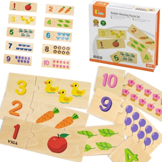 Zestaw Drewniane Puzzle Dopasuj Liczby Układanka Montessori VIGA