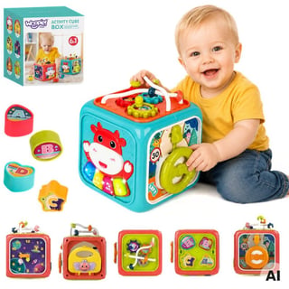 Interaktywna Kostka Sensoryczna Edukacyjna Montessori Sorter 6w1 WOOPIE