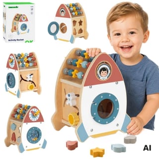 Kosmiczna Rakieta Aktywności Sorter Labirynt Drewniany TOOKY TOY