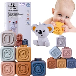 Zestaw Edukacyjna Piramidka Klocki Sensoryczne 2w1 Gryzak Cyferki WOOPIE BABY