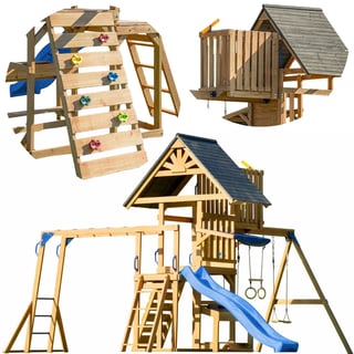 Mitch Play Tower - Duży Plac Zabaw Drewniany Zjeżdżalnia Huśtawki Ścianka Wspinaczkowa + Wieża AXI