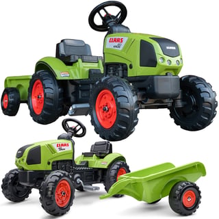 Traktor Claas Zielony na Pedały z Przyczepą i Klaksonem FALK