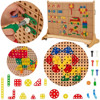 Zestaw Geometrycznych Kształtów Klocków do Paneli Ściennych STEM 260 el. MASTERKIDZ