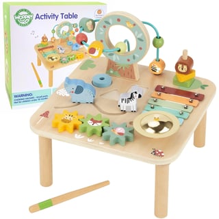 Drewniany Stolik Edukacyjny Muzyczny Labirynt Sensoryczny 5w1 WOOPIE GREEN