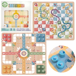 Gry Planszowe Logiczne 2w1 Ludo Chińczyk + Węże i Drabiny WOOPIE GREEN