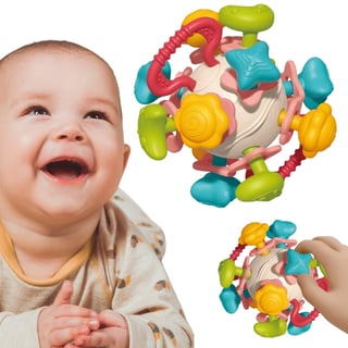 Miękka Grzechotka 4w1 Gryzak Zabawka Sensoryczna dla Niemowląt WOOPIE BABY