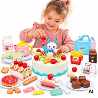 Cukiernia Tort Urodzinowy do Krojenia + Zestaw do Herbaty 85 el. WOOPIE