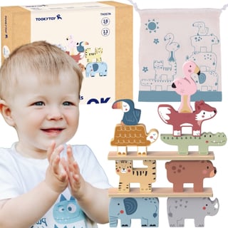 Drewniane Klocki Układanka Zwierzątka Montessori 9 el. TOOKY TOY