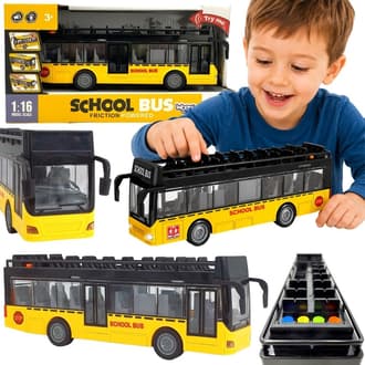 Żółty Autobus Szkolny ze Światłem, Dźwiękiem i Otwieranymi Drzwiami WOOPIE