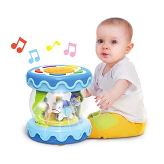 Bębenek Muzyczny Pozytywka i Projektor 3w1 Niebieski WOOPIE BABY