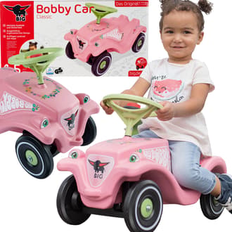 Różowy Jeździk Auto Bobby Car Classic Flower z Klaksonem BIG
